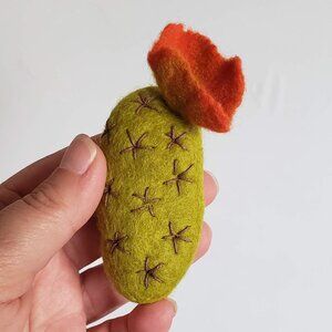 Wool Needle Felt CACTUS FLOWER Succulent Brooch Colorful Happy Fun
